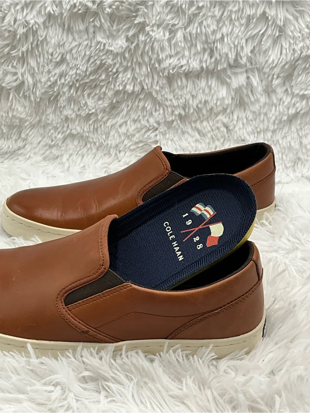 Cole Haan GrandPro Sneaker Size 9M Brown Cognac Leather Slip-On Sneakers